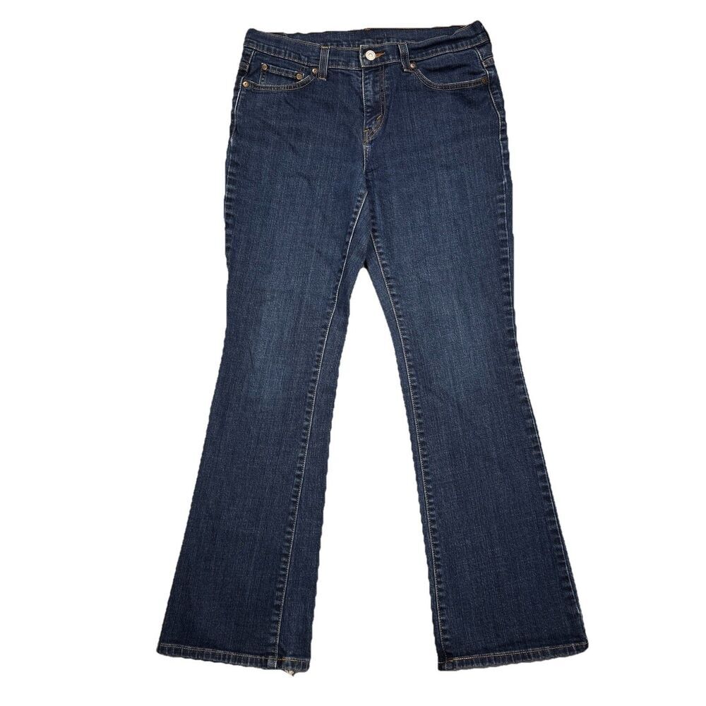 Levis Jeans Womens 10 Bootcut Mid Rise Dark Blue Denim Stretch Measures 30 x 30